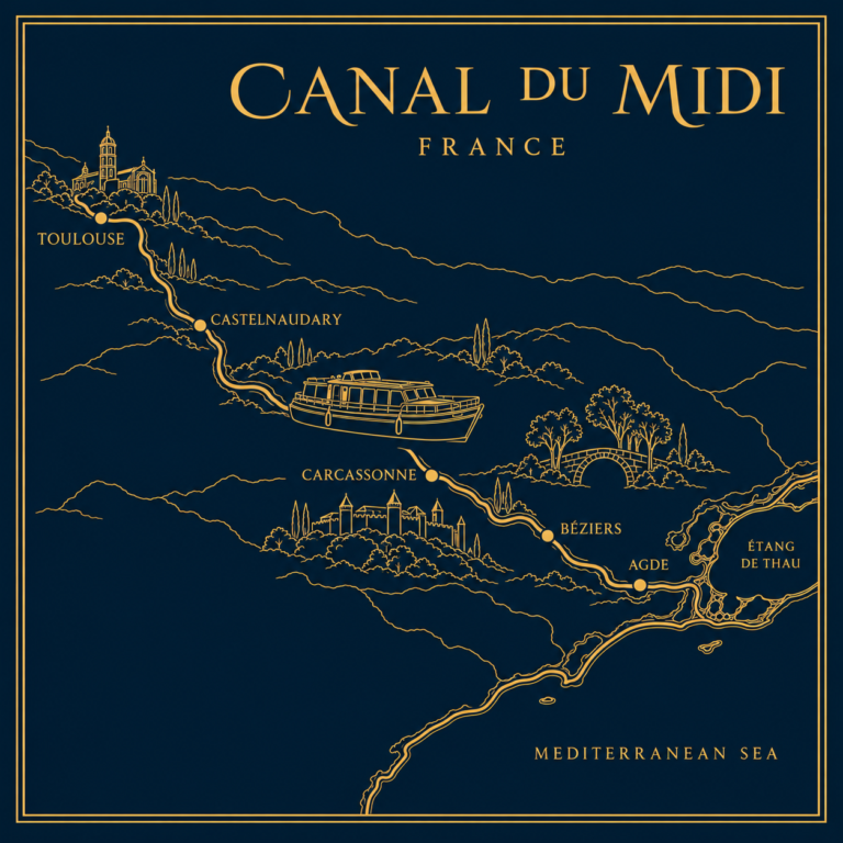 Midnight Navy Canal du Midi Linework